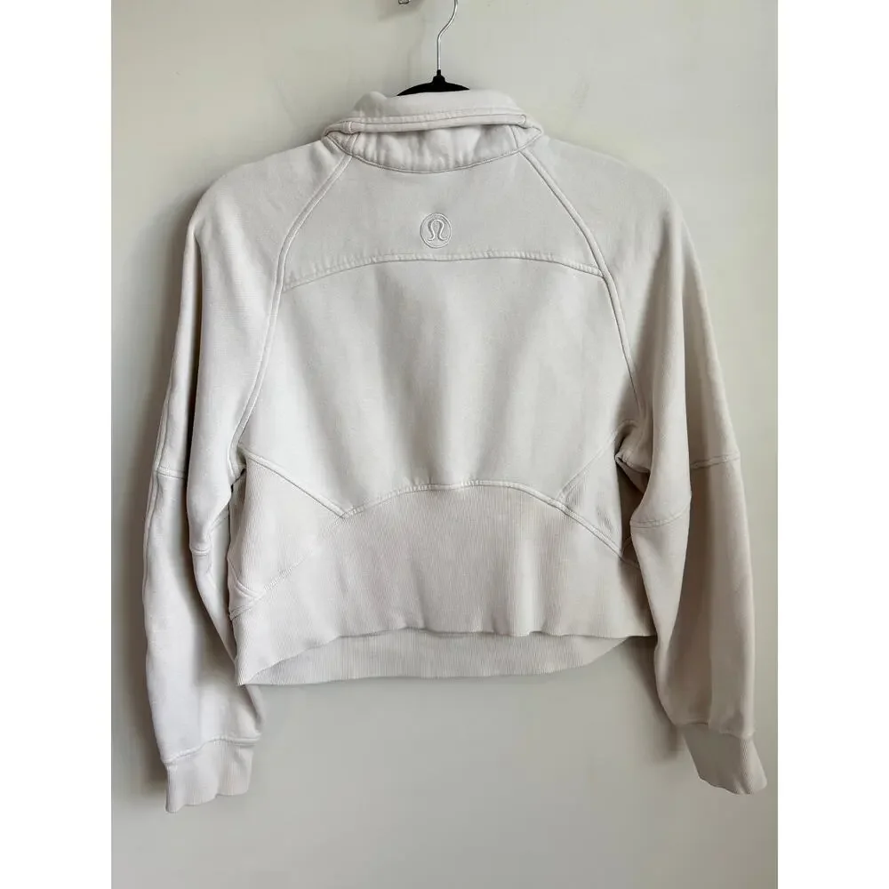 Lululemon Scuba Oversized Funnel Neck Half Zip Sweatshirt Natural Ivory XS / S - Picture 9 of 11